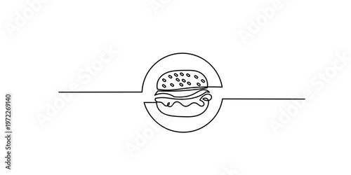 continuous line drawing of a burger. abstract illustration of a burger. fast food illustration