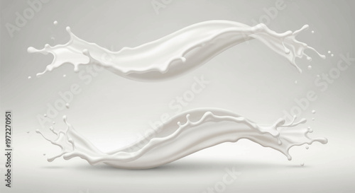 Splashing milk wave on white background.
