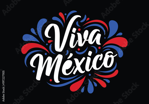 Viva Mexico Lettering Typography Mexican Celebration Decorative Vector Design