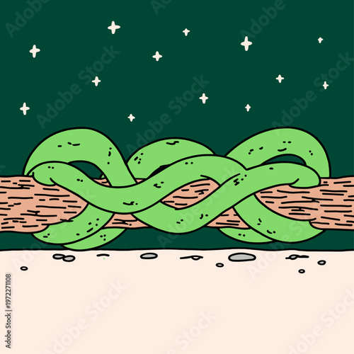 Overhead view of glowing green Celtic knotwork interwoven bands