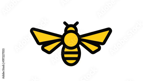 Yellow Bee Illustration with Black Stripes 1.
