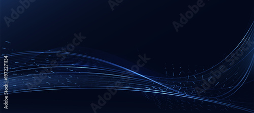 Futuristic digital blue glowing line technology wth innovation and connection network background for tech event poster or presentation product business