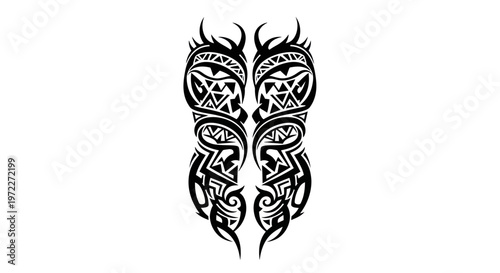 Tribal Tattoo Design - Black Ink Arm Band Pattern on White Background