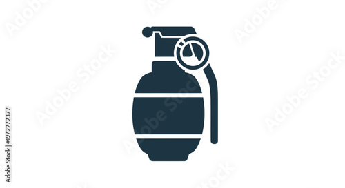 Explosive Grenade Icon Symbol, Danger and Warfare Concept, Vector Illustration