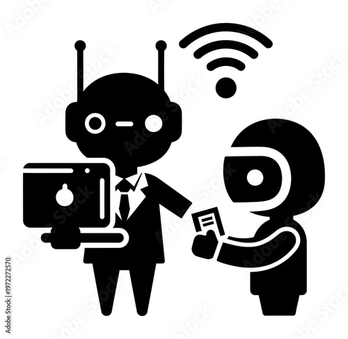 AI Pair Programming - Silhouette Vector Illustration