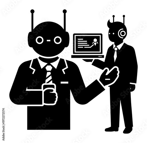 AI Pair Programming - Silhouette Vector Illustration