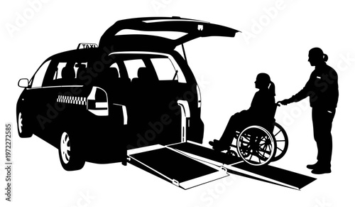 Accessible Taxi - Wheelchair Ramp Deployment Vector