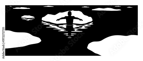 Cold Plunge Ice Bath - Minimalist Vector