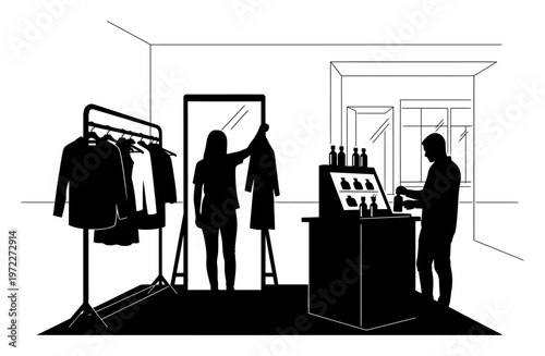 Retail Experience Station - Vector Illustration