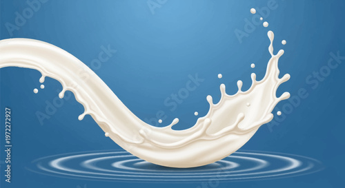 Splash of milk in blue background.
