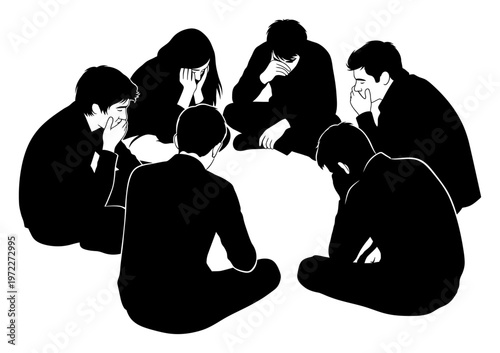 Grief Support Circle - Silhouette Vector