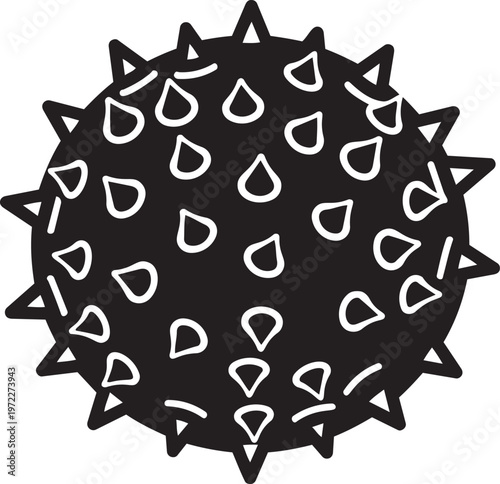 Black and white pollen grain illustration a microscopic allergen symbol for allergy season and health concepts isolated on white background