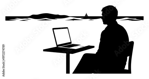 Van Life Workspace - Minimalist Vector Illustration