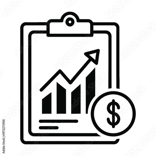 Financial growth chart on clipboard with dollar sign