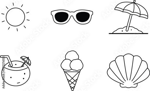 Summer Beach & Vacation Icons Set