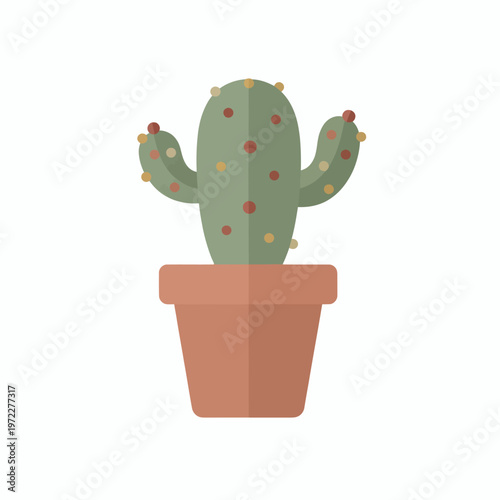 Cactus in a brown pot, simple desert plant