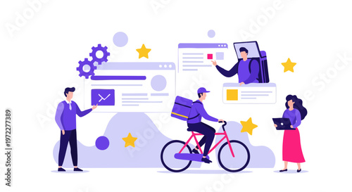 Eco-friendly delivery service concept with bicycle courier