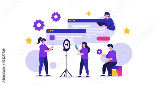 Digital Influencers Recording Video Content for Social Media Platforms