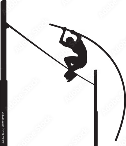 Athlete performing a high jump over a bar in mid-air