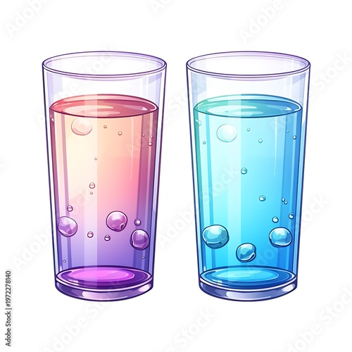 Scientific Beakers Glass Cartoon Illustration