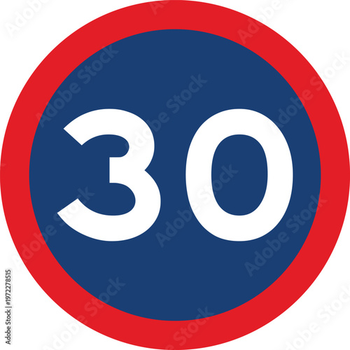 Speed Limit 30 KPH Traffic Sign Red Circle Southern Africa Style Vector