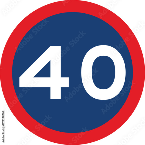 Speed Limit 40 KPH Traffic Sign Red Circle Southern Africa Style Vector