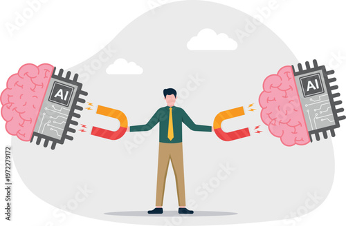 Professional using a magnet to attract AI brain chips