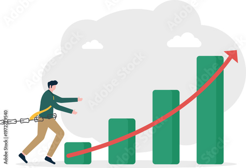 Professional in chains struggling to push a growth chart
