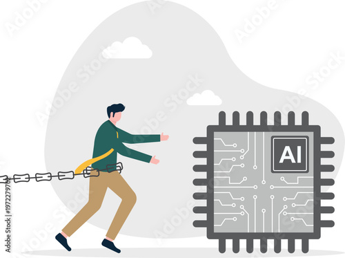 Professional in chains struggling to reach an AI chip