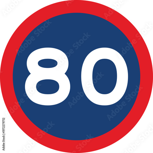 Speed Limit 80 KPH Traffic Sign Red Circle Southern Africa Style Vector