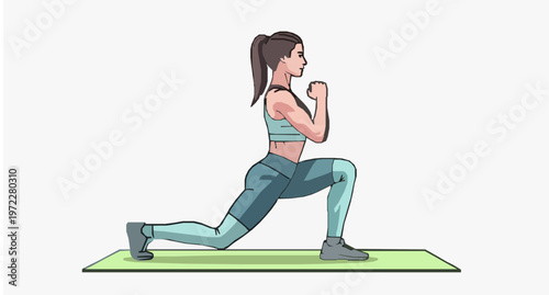 Woman Doing Lunges Exercise Fitness Vector Illustration