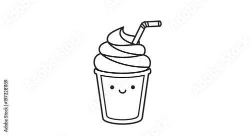 A smiling cup of frothy milkshake.