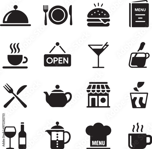 Assorted icons representing various food and beverage service symbols
