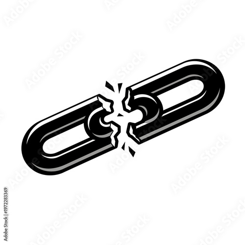Broken Chain Link Isolated Symbol.