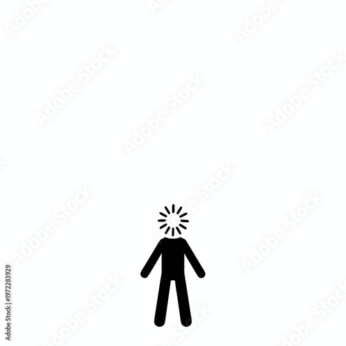 Minimalist silhouette of a person with a loading head representing mental processing or buffering thought