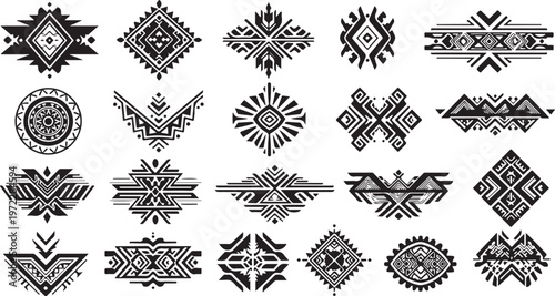 Collection of tribal geometric patterns and designs