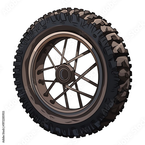 Colorful Bicycle Tire Cartoon Vector Illustration