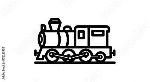 Illustration of a vintage steam locomotive train with smoke and wheels on a plain background.