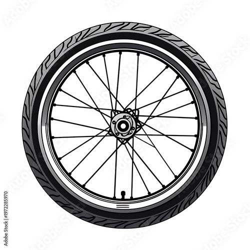 Bicycle Wheel Tire Sketch Cartoon Illustration
