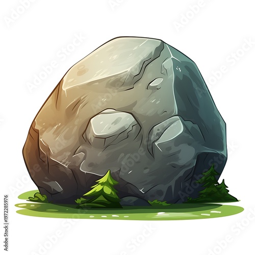 Large Boulder Ground Stock Cartoon Illustration