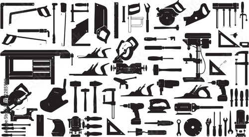 Collection of various tools and equipment icons