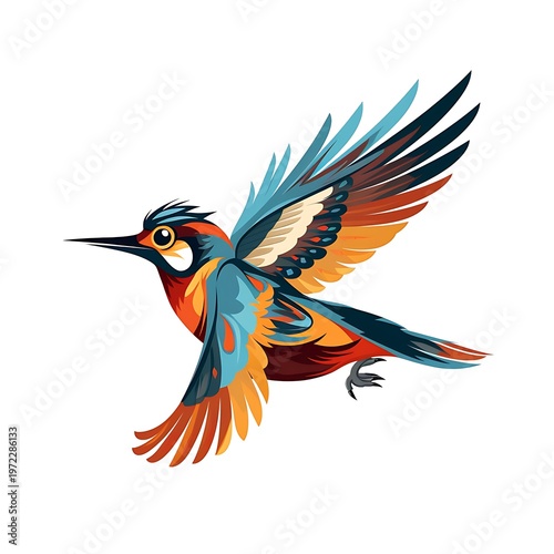 Colorful Cartoon Bird Vector Illustration