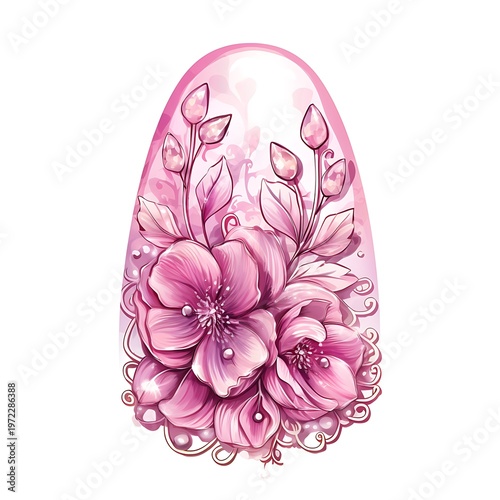 Elegant Pink Nail Design with Stylish Doodles