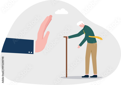 Hand blocking an old professional from a vacant office chair