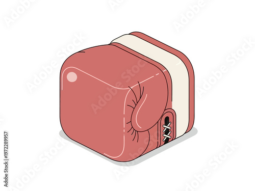 Isometric Boxing Glove Icon Minimalist Design.