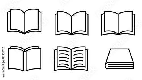 Book Vector Icon Set. Transparent Background. 