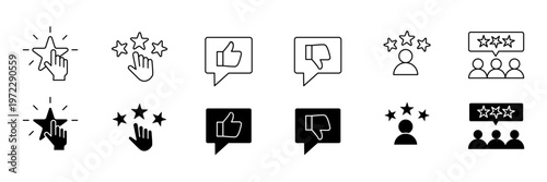 Feedback and Rating Vector Icon Set. Transparent Background. 