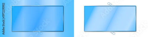 Blue glass plate isolated on transparent background high quality render for design