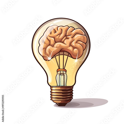 Creative Lightbulb Brain Cartoon Vector Design