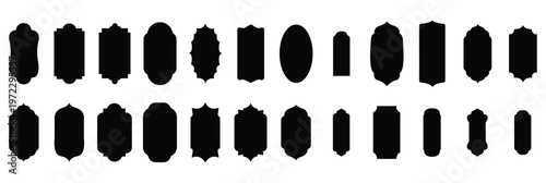 Collection of oriental style islamic vector shapes of a window or door arch mosque gate islamic arabesque pattern arab frame set. Mosque palace or other building design on a white background.